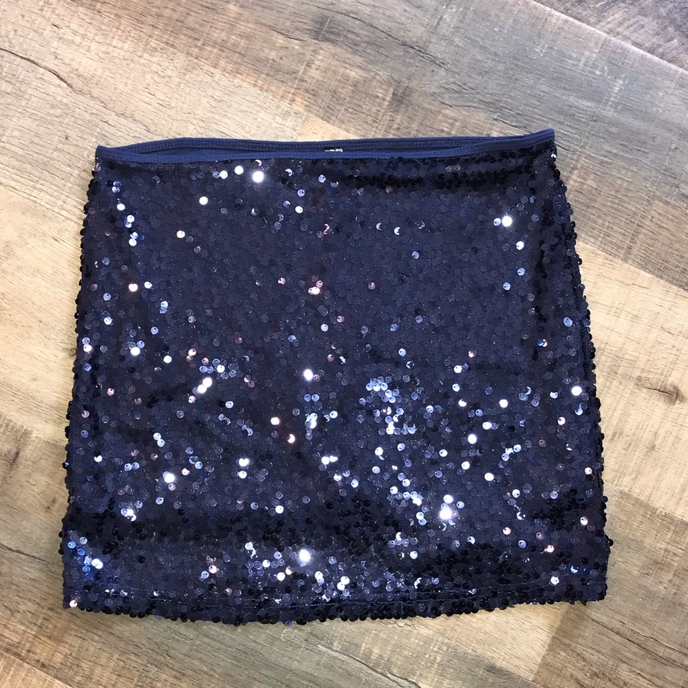 Navy sequin skirt